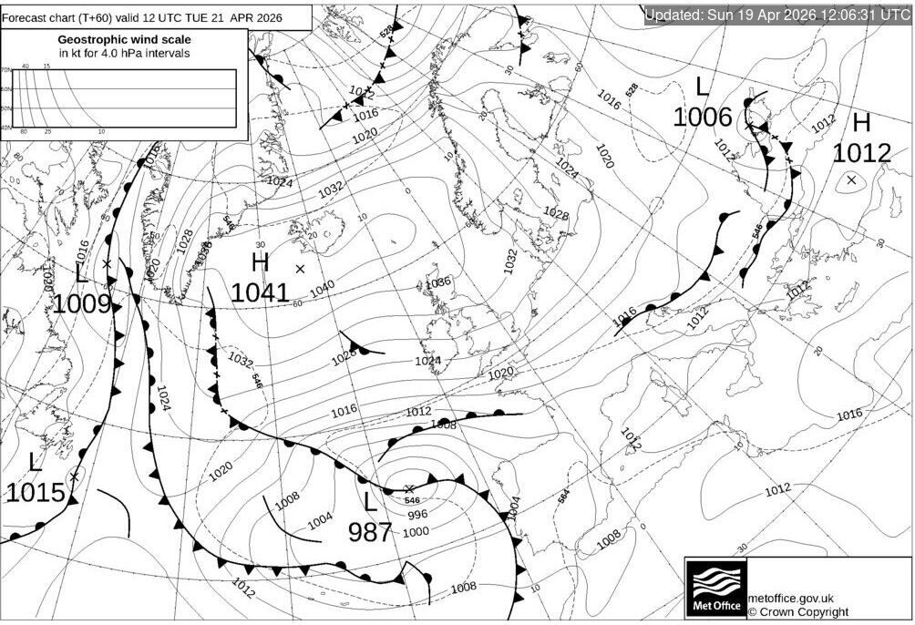 T+60 Hours Surface Forecast (North Atlantic)