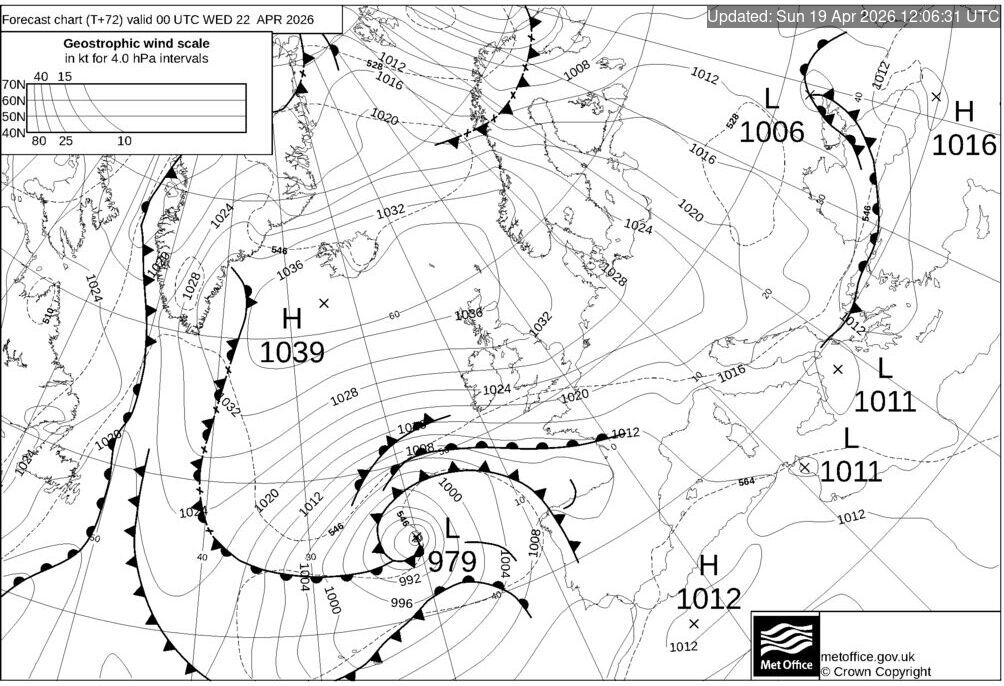 T+72 Hours Surface Forecast (North Atlantic)